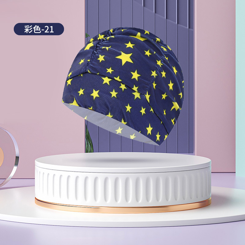 Sombrero de tela de natación adulto unisex cuidado del cabello protección del oído gorro de natación moda no-apriete cabeza plisada gorro de natación al por mayor