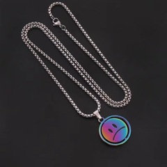 淬火旋轉笑臉項鍊男女雙面表情網紅同款鈦鋼嘻哈蹦迪街頭情侶鏈子