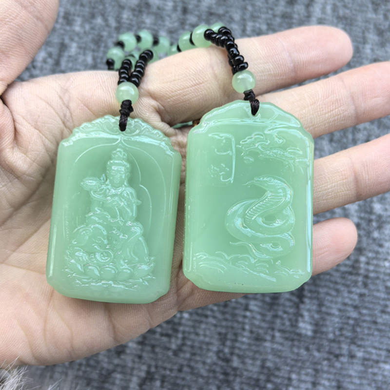 Double-sided zodiac charm [snake] - beaded chain style