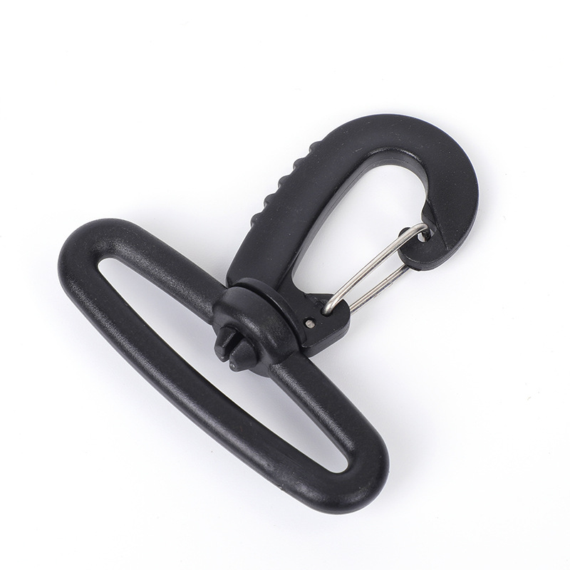 Gancho giratorio de plástico negro, correa de hombro, gancho giratorio de plástico, correa de mochila de alta calidad, hebilla de gancho giratoria de hierro, hebilla de accesorios de equipaje