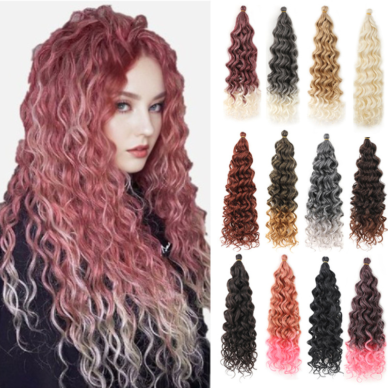 Foreign Trade Wholesale Hawaiian Curly Latin American Curly Wig White Long Curly Hair Fluffy Chemical Fiber Natural Curly Crochet Hair in Stock