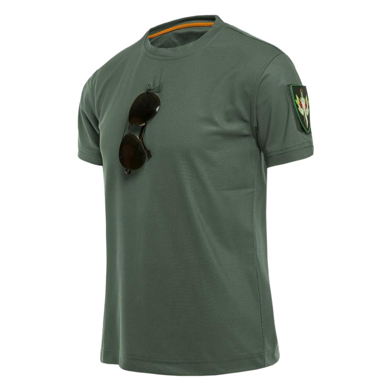Camiseta al aire libre de los hombres sueltos más tamaño casual de manga corta estiramiento de secado rápido de entrenamiento de camuflaje camiseta al aire libre de manga corta de los hombres