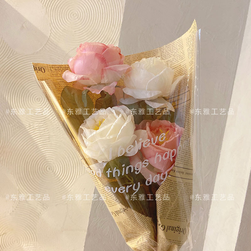 Borde de goma artificial retro transfronterizo Rosa quemado solo borde al horno flor falsa ramo de la boda borde quemado artificial Rose