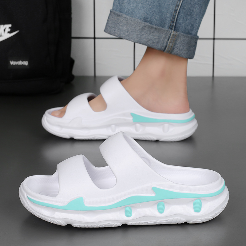 Zapatillas hombre 2025 nuevo verano antideslizante suela gruesa sensación de mierda sandalias y zapatillas pareja casa al aire libre zapatillas de dos desgaste