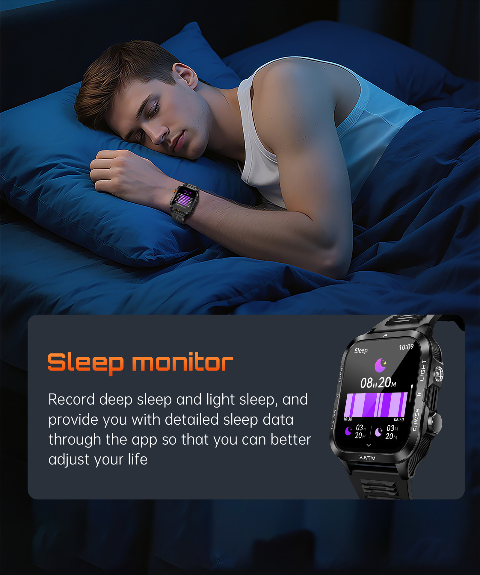 Montre connectée KT89, grand écran 1,96 pouce, appels Bluetooth, lampe torche LED, idéale pour les activités de plein air, style unisexe chic et sportif._voghion.com