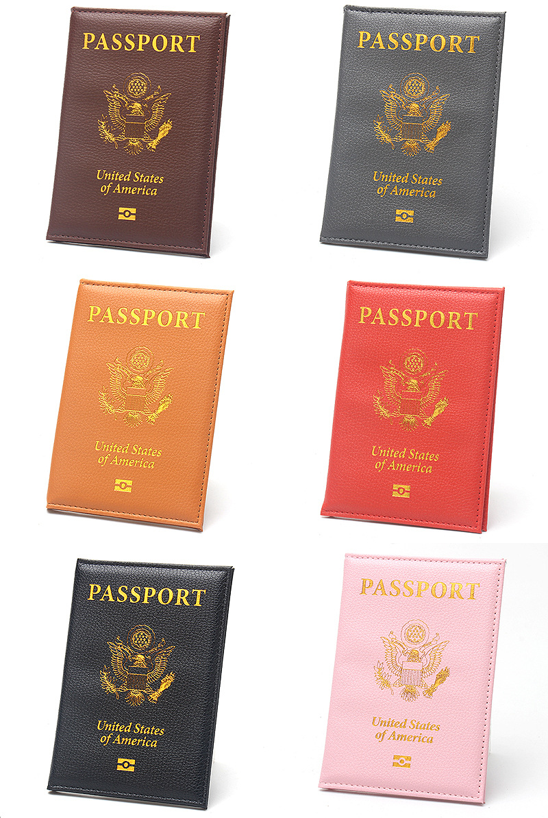 Slim US passport holder, leather, portable, lychee texture, travel