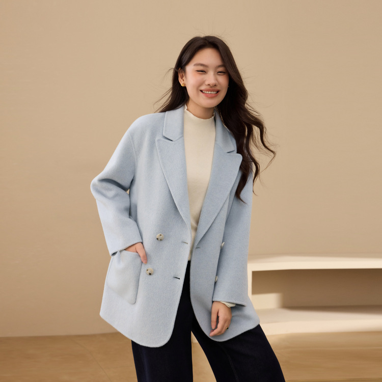 [Fashionable Mid-Length Woolen Jacket] 100 Sheep Wool Jacket Slim and Showy Plus Size Women's Fat mm Winter New Style