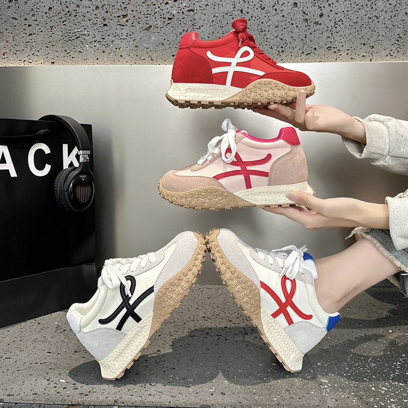 Genuine Leather 7cm Height-Increasing German Training Shoes for Women, Thick-Soled Casual Sneakers, Retro Running Shoes, Dad Shoes, Women's Height-Increasing Shoes Genuine Leather 7cm Height-Increasing German Training Shoes for Women, Thick-Soled Casual Sneakers, Retro Running Shoes, Dad Shoes, Women's Height-Increasing Shoes