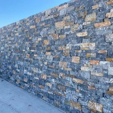 黑灰色蘑菇石黑石英文化石庭院地铺黑板岩家庭别墅外墙砖仿古砖