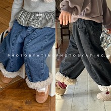 2025童装秋冬装儿童韩版加绒牛仔裤棉裤女童冬款长裤男童童裤6701