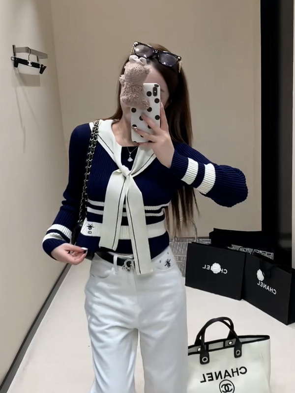 Tmall TikTok Quality Korean Striped Contrast Navy Collar Wool Sweater Women's Autumn New Slim-fit Long Sleeve Top Tmall TikTok Quality Korean Striped Contrast Navy Collar Wool Sweater Women's Autumn New Slim-fit Long Sleeve Top