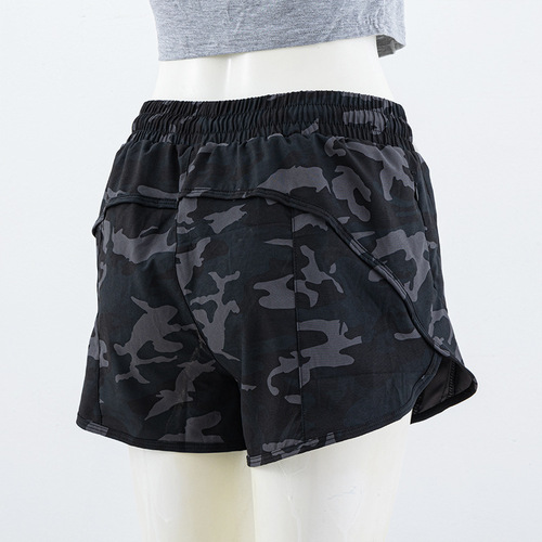 Women's Cross-Border Sports Shorts: Track That Camo Leopard-Print Running, Quick-Dry Lined, Casual Yoga Style with Drawstring Design