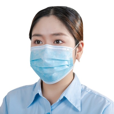 长诚防护日用蓝色一次性平面口罩带95熔喷成人三层呼吸防护口罩厂