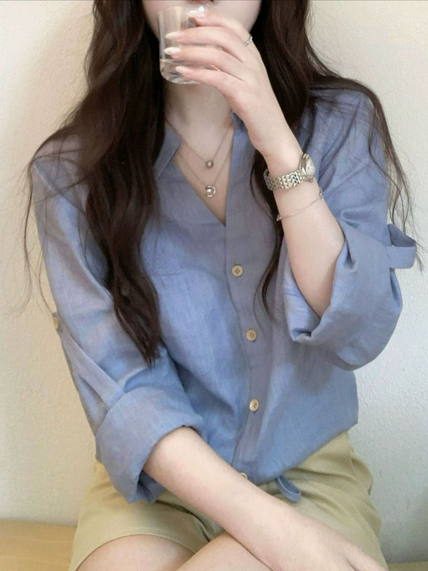 1只衮1Z1ZGN私服系列轻智感 天丝亚麻防晒衬衫抽绳设计短款衬衣|undefined