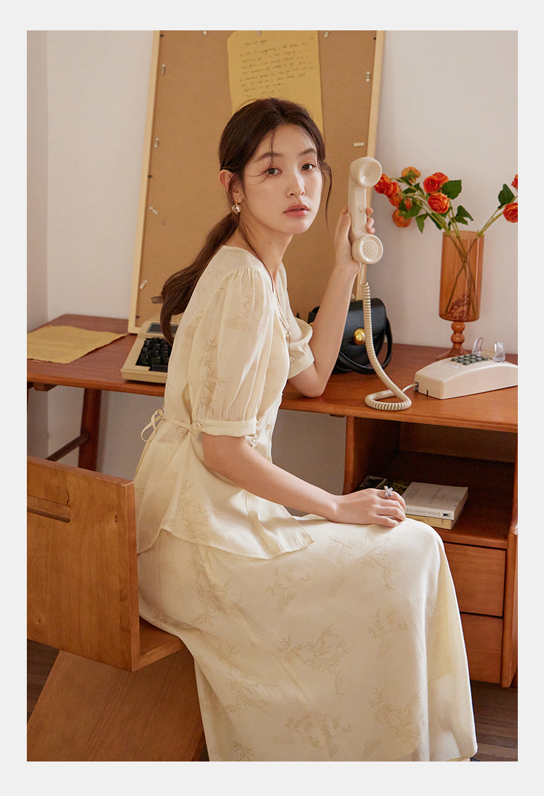 起范 2024夏季新款新中式印花上衣+中长款半身裙两件套套装82353 pic 10