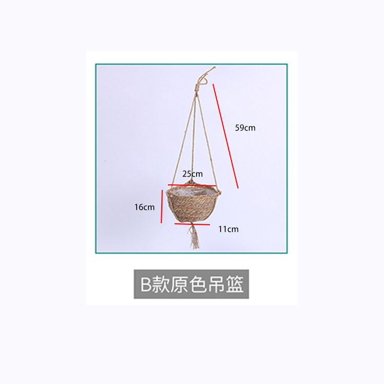 Cesta Colgante de Paja de Espadaña Natural Tejida a Mano para Plantas image 10