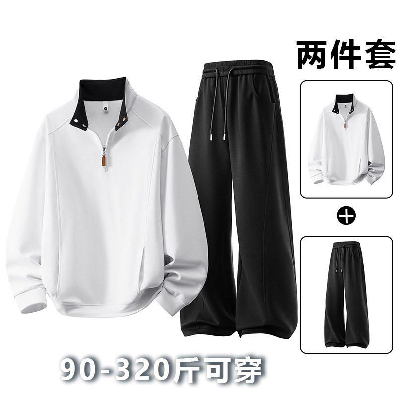 Primavera de tamaño grande, tamaño grande falso de dos piezas con solapa, suéter, pantalones largos, 2026 nueva camisa coreana, cosida, manga larga image 3