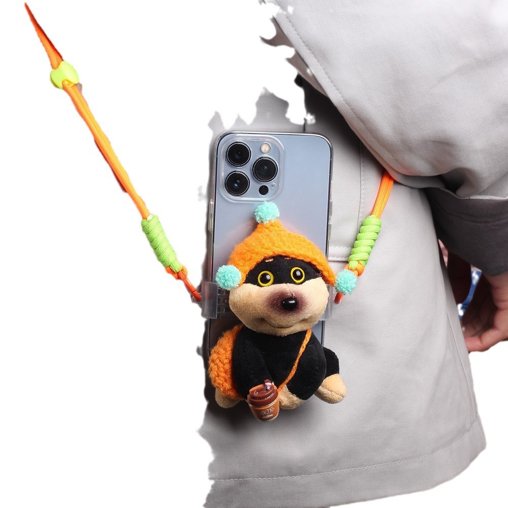 [Teléfono trasero] sombrero creativo abeja cachorro teléfono móvil corda trasera clips colgar decoración pareja extraña chica mochila de compras