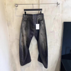 正确版本现货高品质AC家新款泼墨水洗弯刀牛仔裤宽松版型男女同款