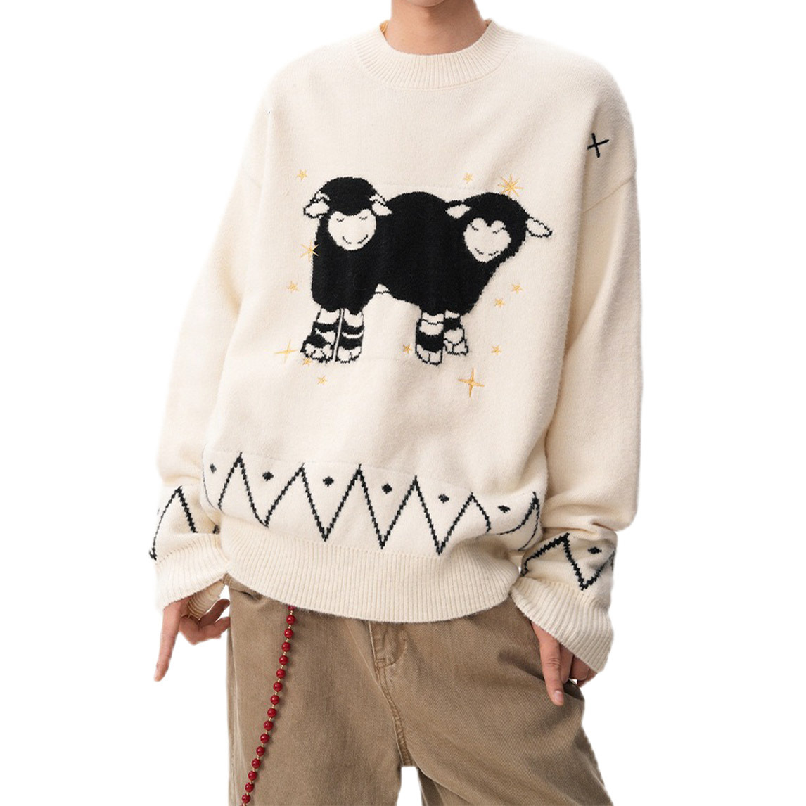 Explosiones transfronterizas de tamaño europeo de tamaño grande Fair Island nómada cordero suéter de punto suave glutinoso fábrica de moda masculina al por mayor