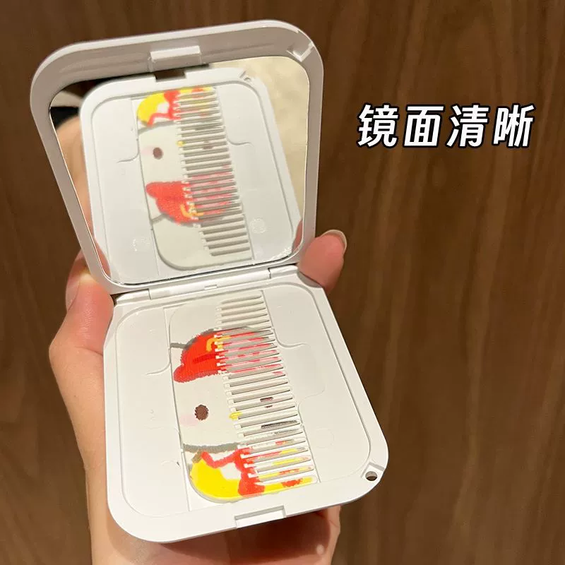 Hello Kitty, hello kitty, portable folding handheld cute mirror for princess for elementary school students