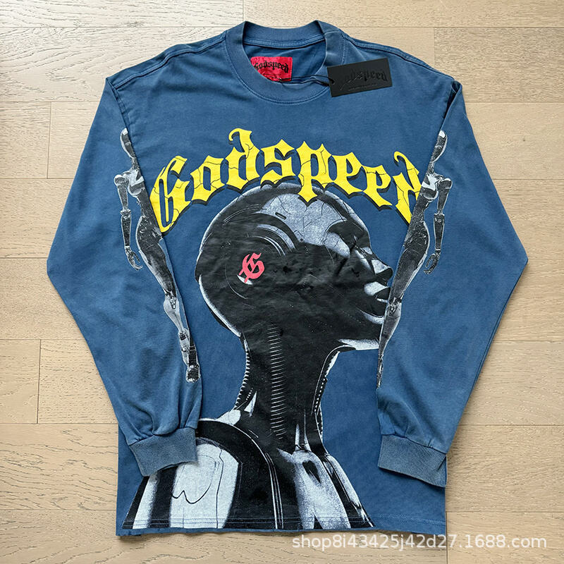 2025秋新款欧美潮牌GOD跨境男女装大码宽松摇滚乐队长袖青少年tee|undefined