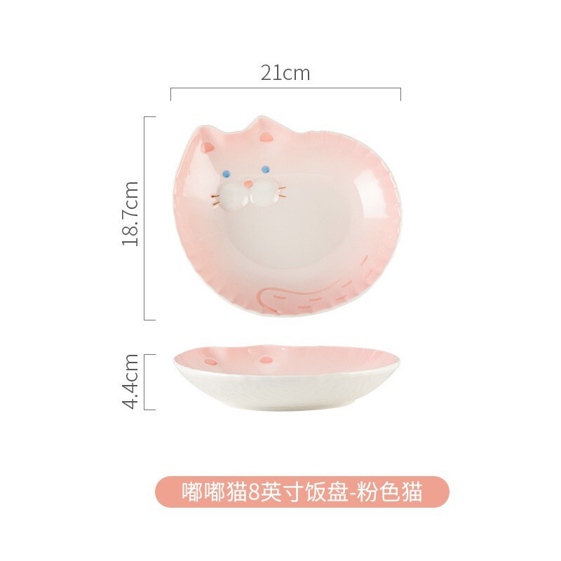 漫画かわいいビープ音猫陶磁器ボウルカップラーメンボウルサラダボウルハンドルボウル皿釉薬下彩子供食器卸売り|undefined