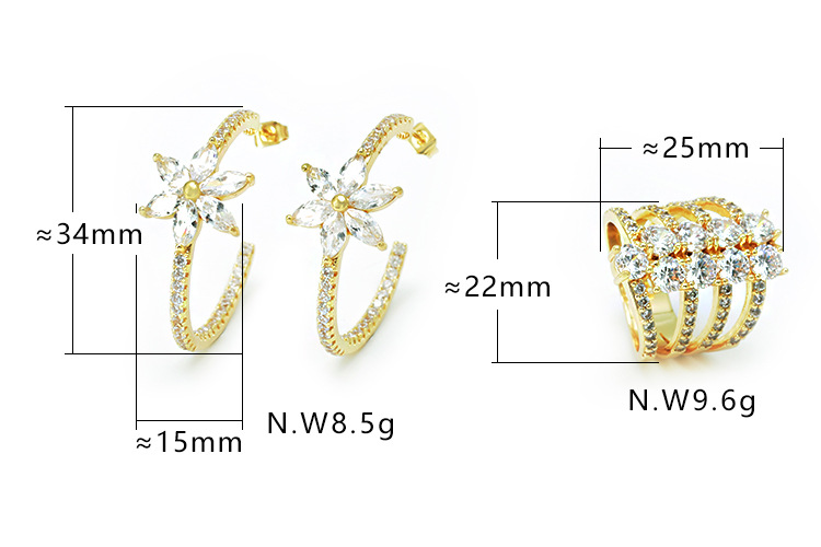 Fashion Flower Gold-plated Zircon Earrings display picture 1