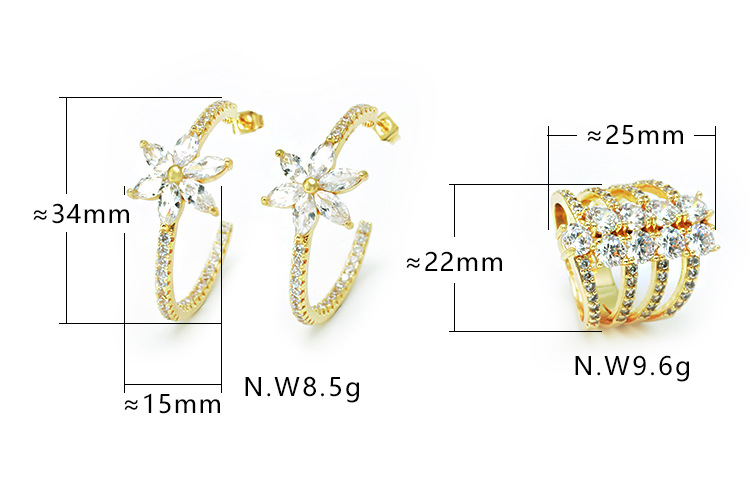 Boucles D&#39;oreilles Zircon Plaqué Or À La Mode display picture 1