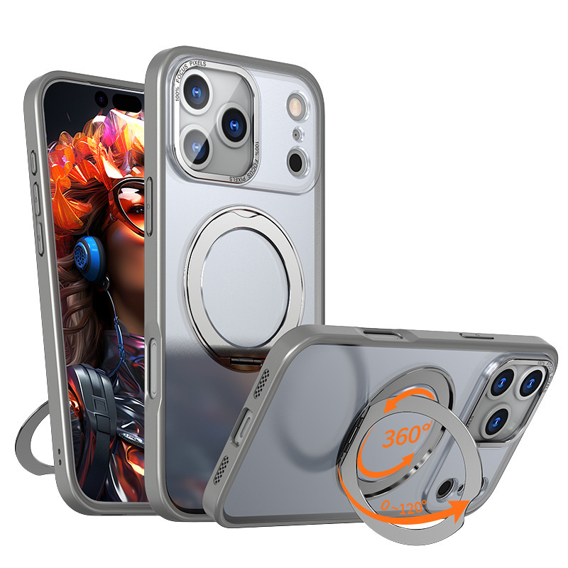 iPhone17promax用スマホケース、スタンド付き、マグネット式、360度回転、16pro用、マットな肌触り、耐衝撃、15対応|undefined