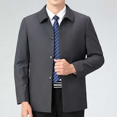 中高年男性用ウールジャケット、ビジネスラペル、ノーアイロン、ボタン付き、多用途カジュアルコート
