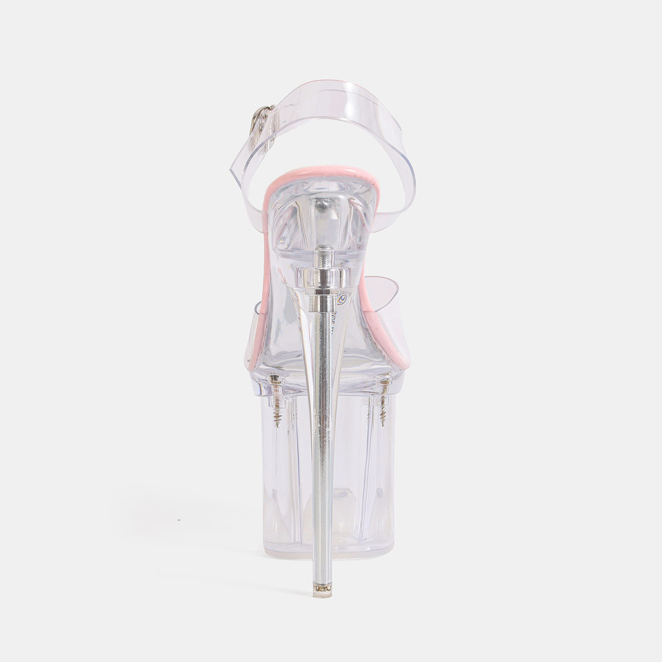 Sandal cao gót siêu cao 19 cm gót nhọn pha lê hở mũi quai cài dự tiệc — Màu bạc, Màu hồng, Màu trắng, Màu tím chi tiết 4
