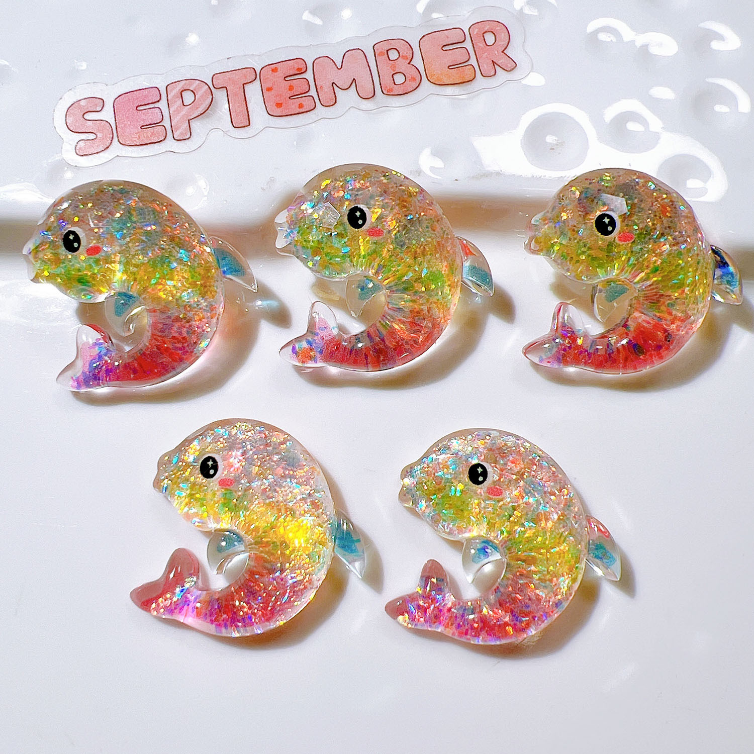 樹脂部品卸売り手作りアクセサリーdiy靴花子供頭飾り玩具セットabゴムグラデーション色イルカ