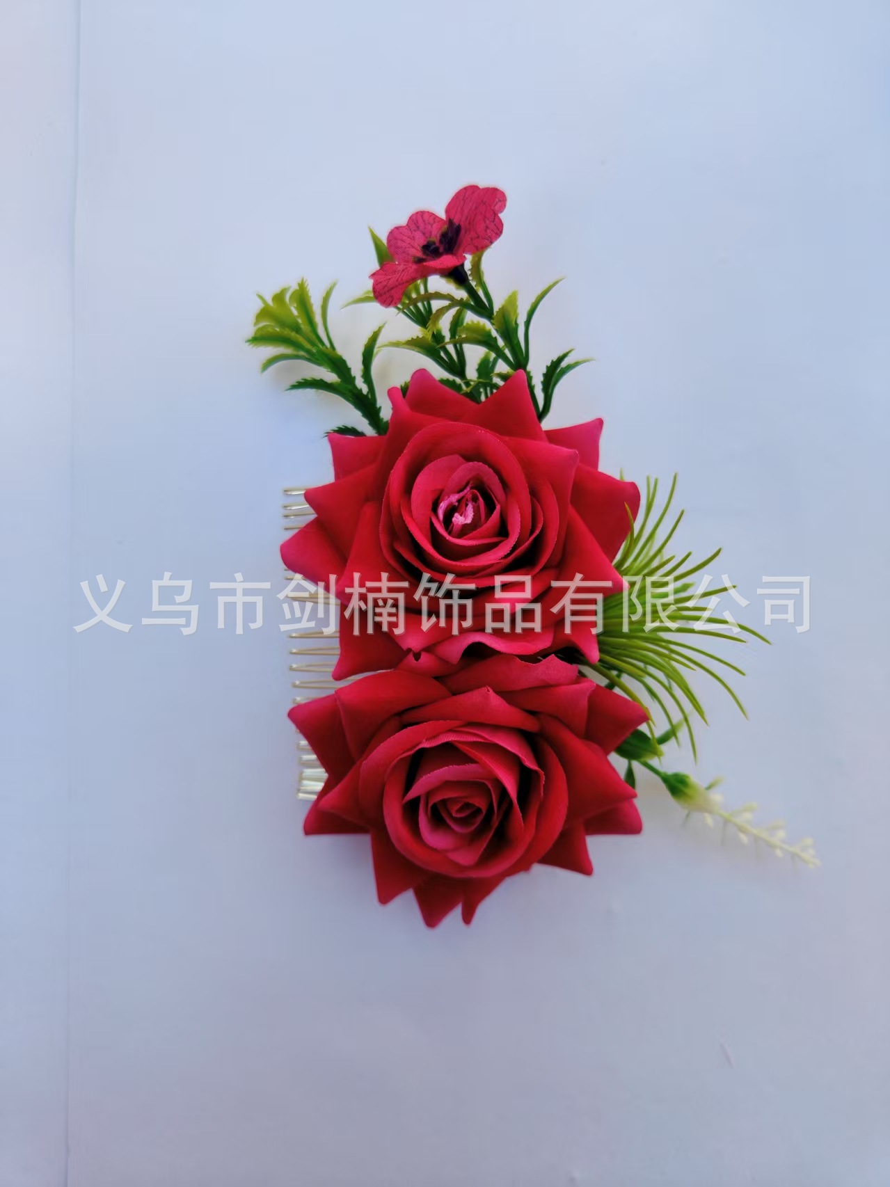 로즈 레드 더블 로즈 헤어 빗