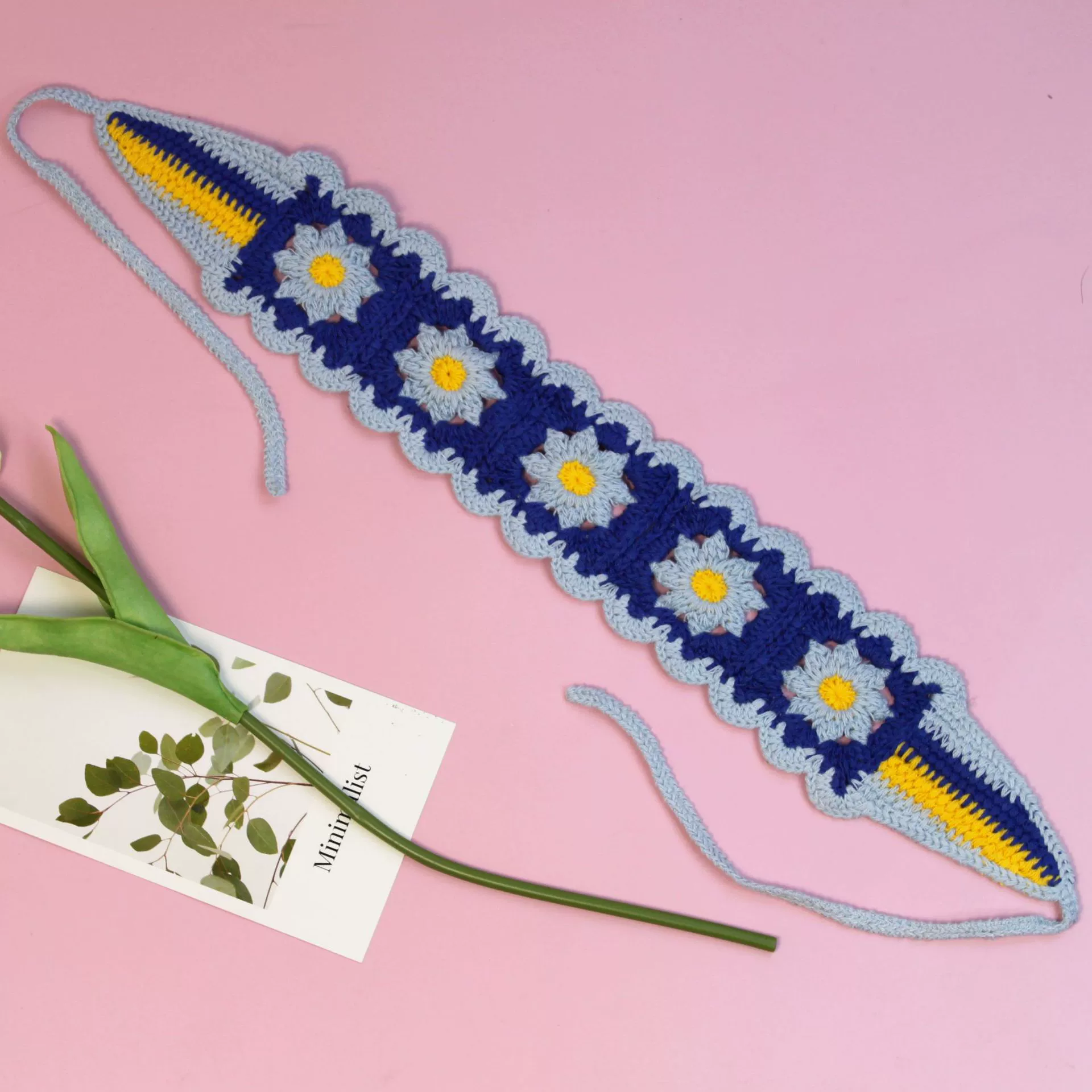 Этническая Crochet повязка на голову, тканое украшение для волос, регулируемая, яркий бохо-стиль