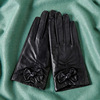 Gloves, demi-season keep warm set, genuine leather, Korean style, fitted