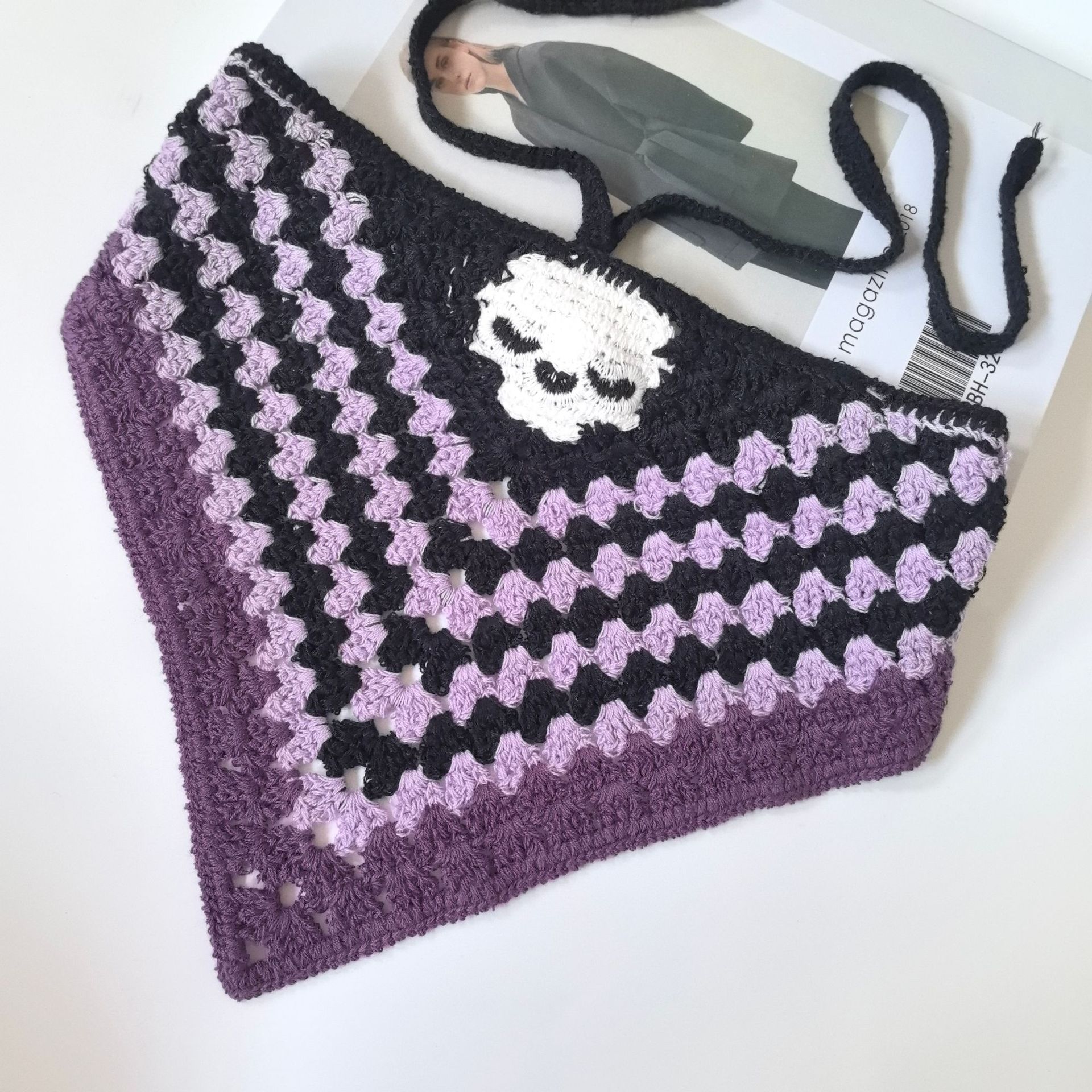 Francés vintage turbante mujer turbante triángulo de dopamina viaje dulce encantador gancho flores estilo de arte de punto de moda correa de pelo