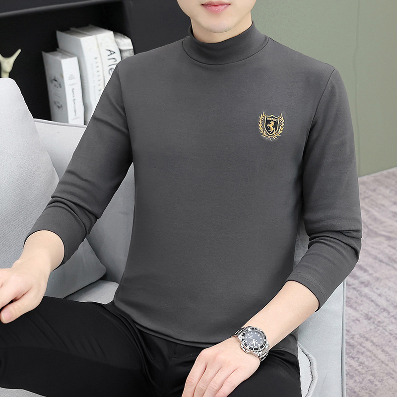 새로운 두꺼운 남자의 긴 소매 면 바닥 셔츠 캐주얼 캐시미어 풀 랙 따뜻한 티셔츠 도매