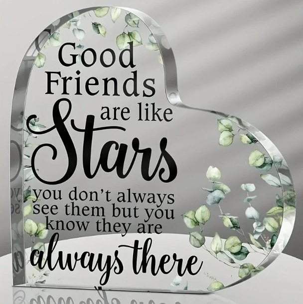 跨境亚克力摆件底座高级感透明亚克力心形母亲节圣诞节桌面礼物