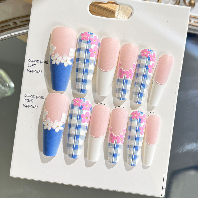 Nuevas uñas portátiles para adultos, uñas en relieve estéreo, parches de manicura, uñas postizas, uñas terminadas, uñas largas de ballet