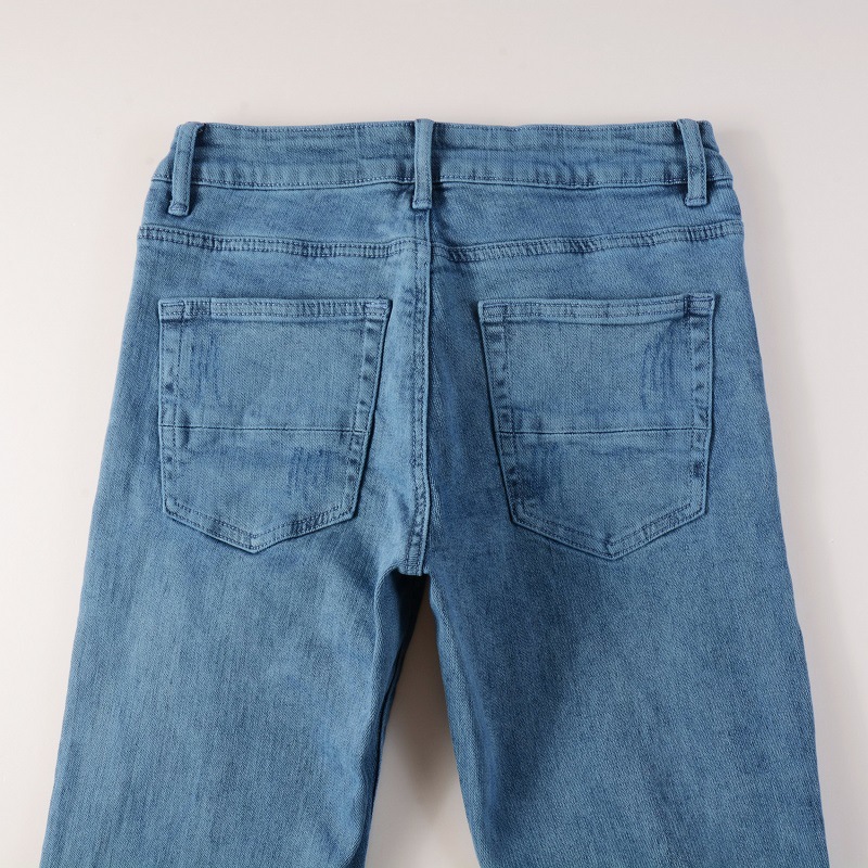 Jeans uomo slim fit skinny blu patchwork stropicciati pantaloni_voghion.com