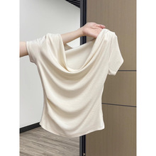 荡领显瘦修身百搭莫代尔上衣夏季辣妹一衣多穿薄荷曼波绿短袖女装