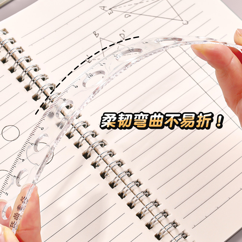 Juego de cuatro piezas de dibujos animados para estudiantes, regla de alto valor de 20cm, regla triangular, medidor de ángulo, juego de regla en caja al por mayor