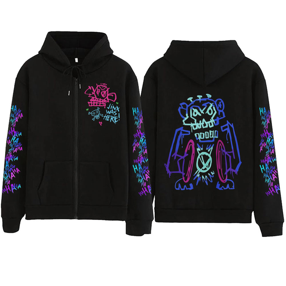 Hot Anime Arcane-Jinx Zipper Hoodie Harajuku Pullover Tops