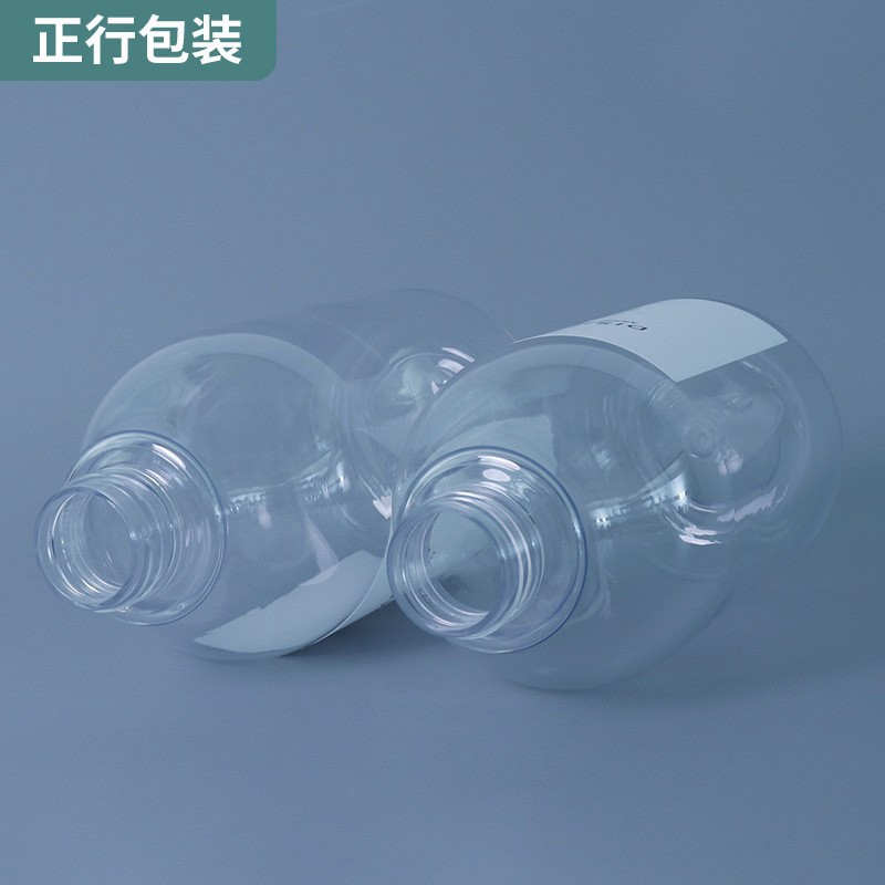 Supply PET clear bottles for facial cleanser, 500ml shower gel empty bottles, shampoo squeeze round shoulder plastic bottles