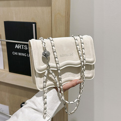 氣質簡約時尚純色鏈條單肩包包女2024春季新款百搭ins斜挎小方包