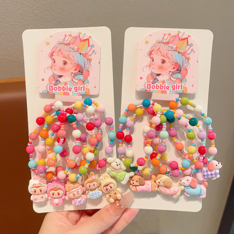 子供のヘアアクセサリーかわいい漫画クロメビーズブレスレット女の子ブレスレット 2025 新しい女の子ジュエリーブレスレット|undefined