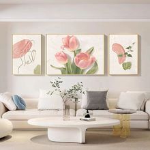 奶油风客厅装饰画现代简约风景三联画壁画北欧轻奢沙发背景墙挂画