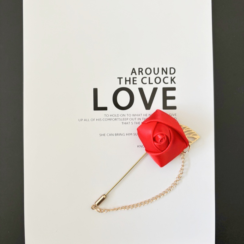 Traje de joyería de estilo coreano para hombres y mujeres cadena de flores rosa ramillete de hoja ramillete broche camisa collar pin collar flor accesorios