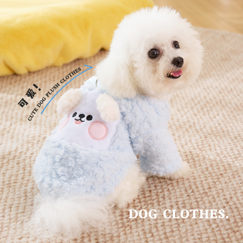 Gatos y perros otoño e invierno más terciopelo engrosado ropa linda y súper linda para perros pequeños y medianos a prueba de frío y abrigado ropa de felpa al por mayor